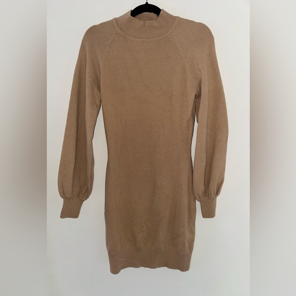 Neutral Long Sleeve Sweater Dress